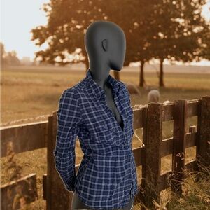 Blue Plaid Button-Up Shirt